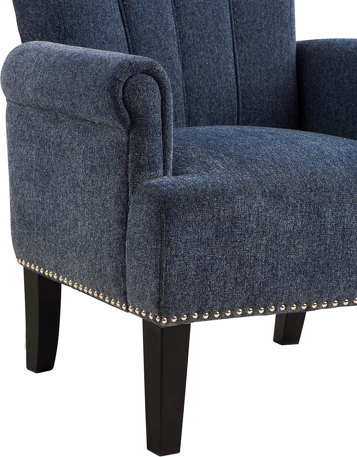 Accent Chair for Living Room, Sofa Single Chair Armchair with Tight Seat, Rivet Trim, Solid Wood Frame & Legs, 330Lbs Weight Capacity, 29" W X 24" D X 34.5" H (Navy Blue)