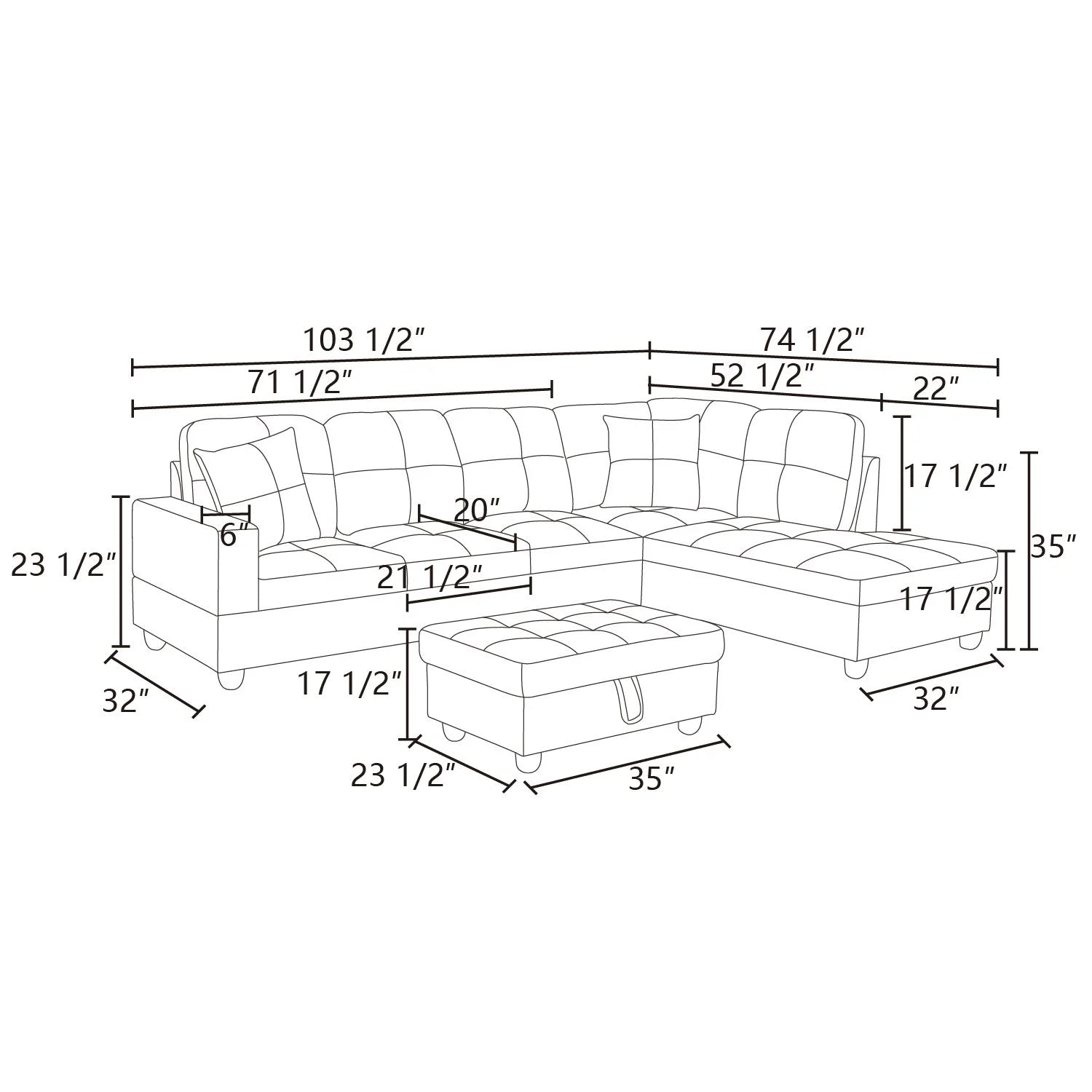 Semi PU Leather Sectional Sofa Couch Living Room Furniture Sets, Modern L Shaped Sectional Sofa Set, Red(No Ottoman)