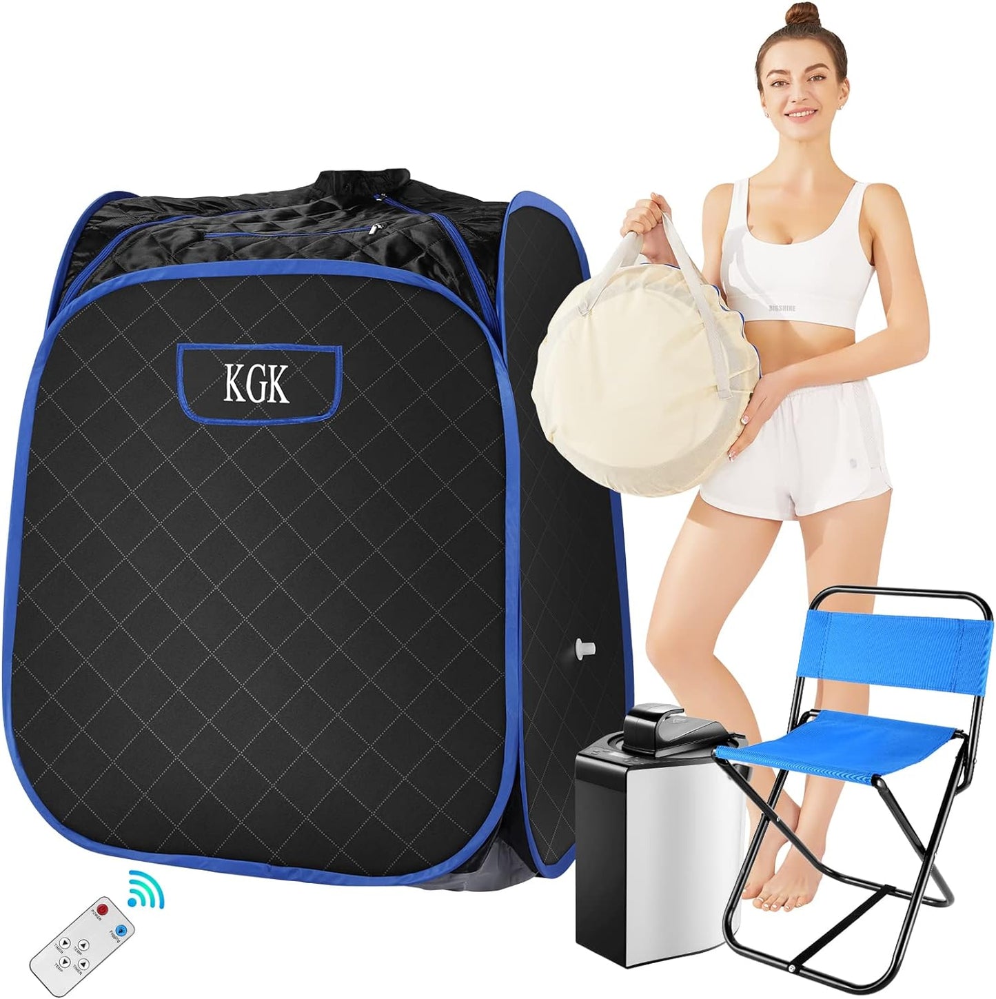 Portable Steam Sauna Full Body for Home Spa,Portable Sauna with Steamer 3L Personal Sauna at Home for Detox,Relaxation,Sports & Sweat Fast Heating Home Saunas with Remote Control,Fogger Option