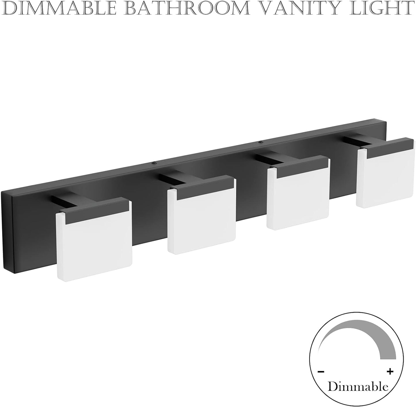 Dimmable Modern Black Vanity Lights 4 Lights Dimmable Modern LED Vanity Lights for Bathroom Wall Lights Fixture over Mirror