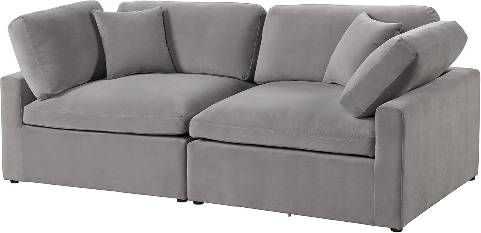 Rebecca Modern 6 Pcs Modular Living Room Velvet Sectional, Neutral Grey