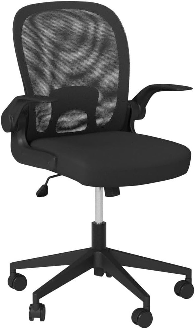 Foldable Office Chair - Home Office Desk Chairs with Flip-Up Arms and Foldable Backrest, Mesh Computer Chair Foldable Executive Office Chair (Black)