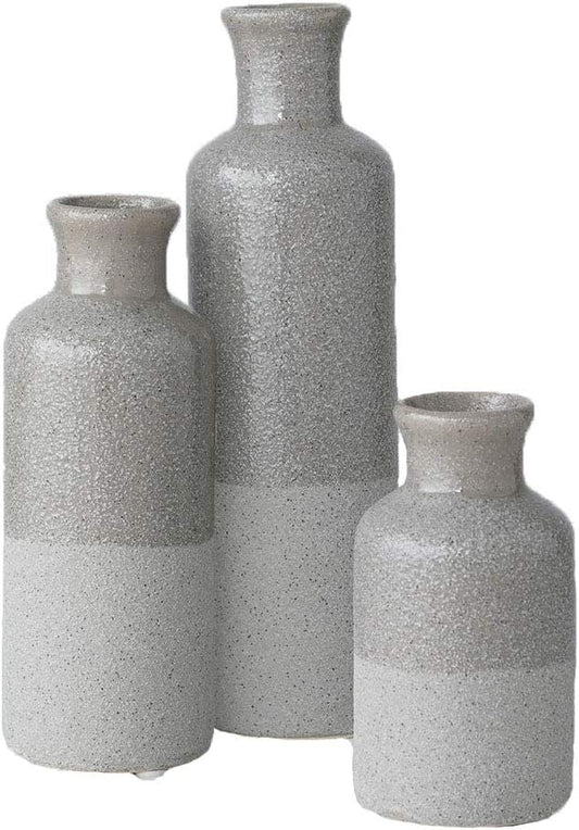 Ceramic Vase Set, Three (3) Grey Vases Home Decor, Gray Decorative Bottles, Gray Vases for Centerpieces Home Decoration CM2859