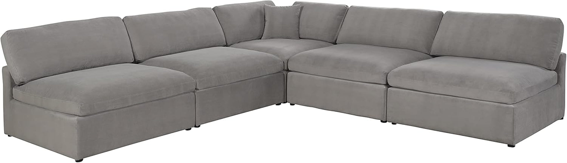 Rebecca Modern 6 Pcs Modular Living Room Velvet Sectional, Neutral Grey