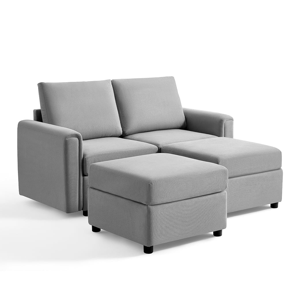 Modular Couches and Sofas Sectional with Storage, 4 Seat Sectional Sofa for Living Room, U Shaped Sectional Couch with Reversible Chaises, Light Gray