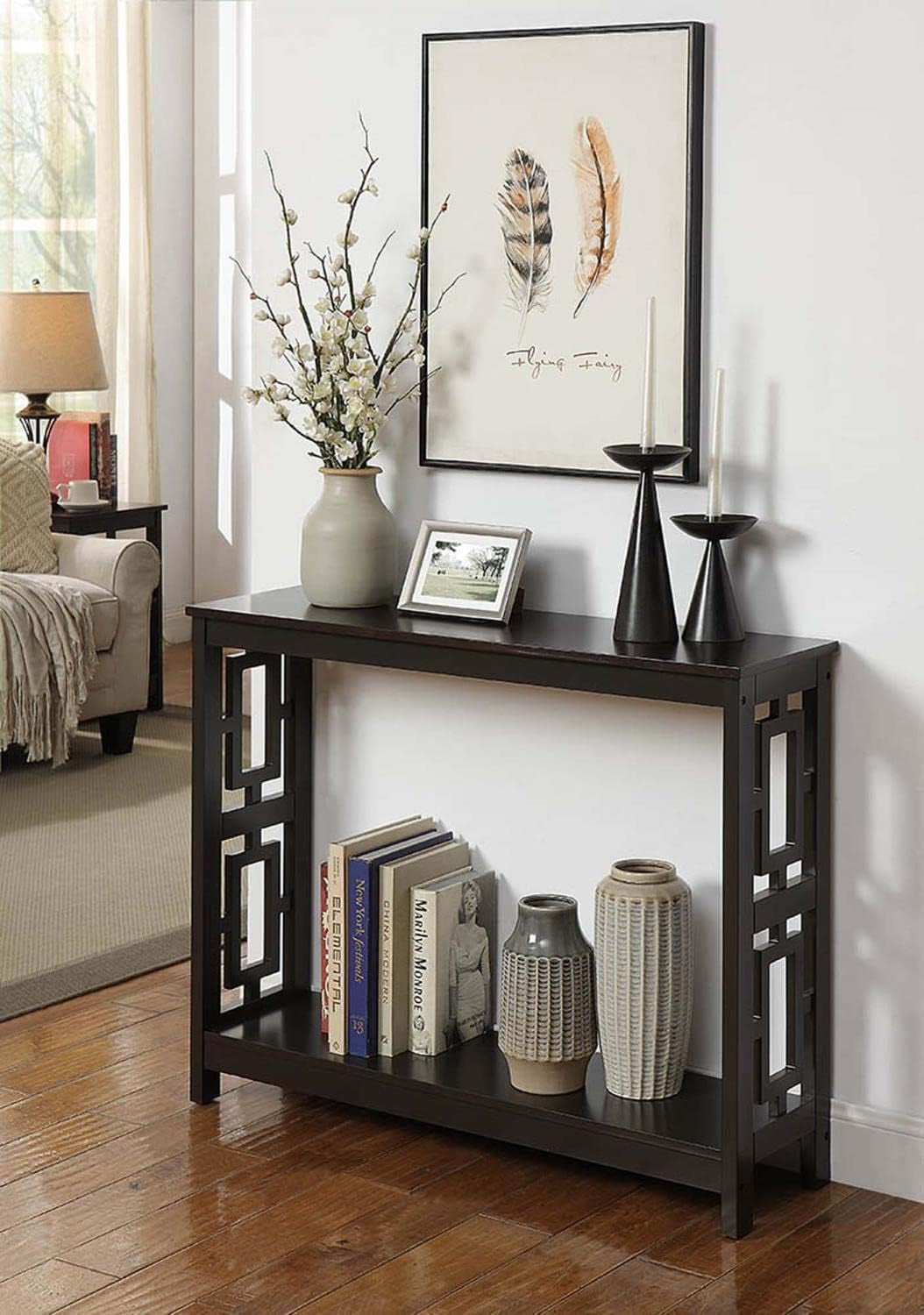 Town Square Console Table with Shelf, Espresso