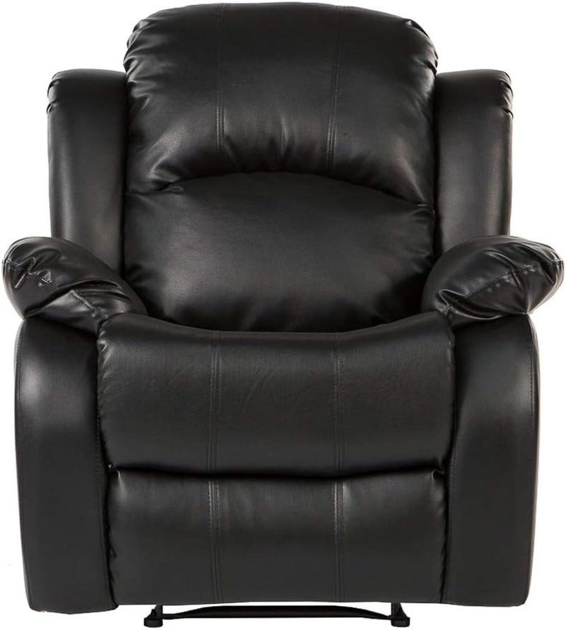 REC01-BLACK Furniture Bonded Leather Recliner Chair - Overstuffed, Black