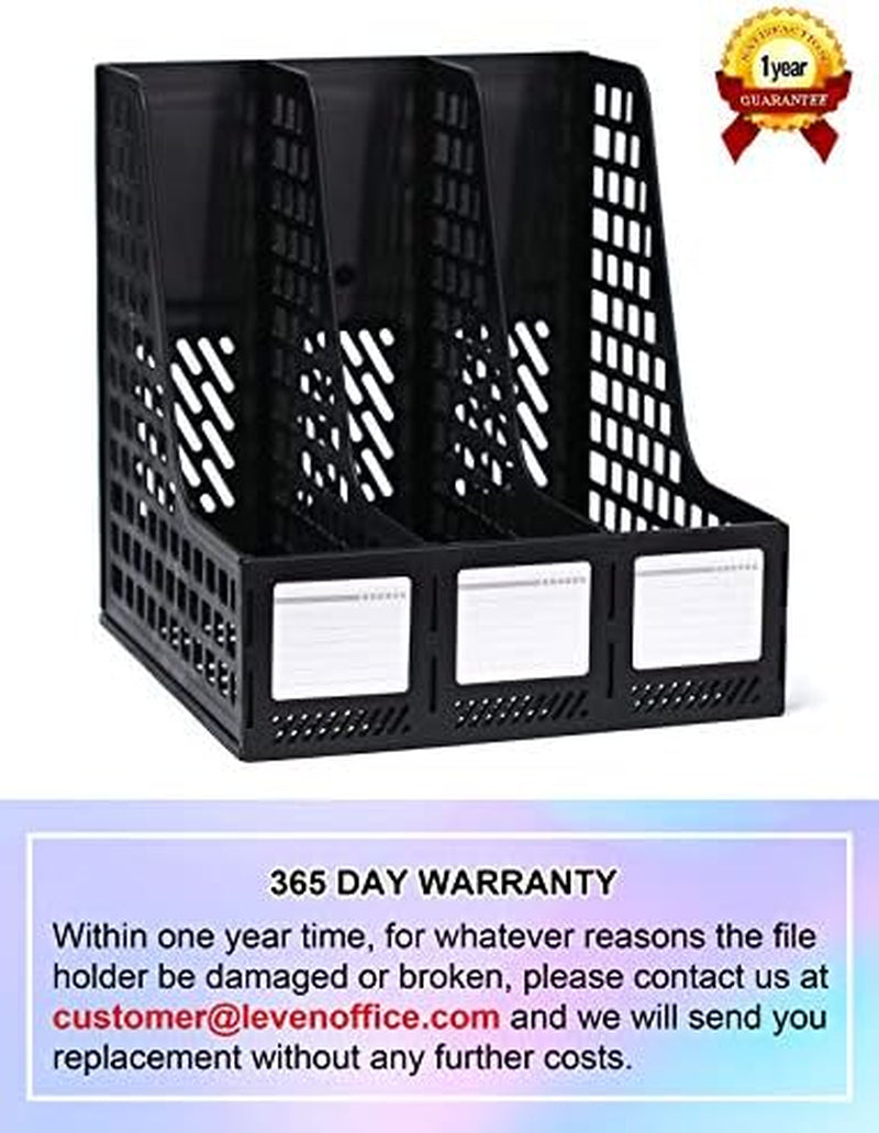 Sturdy Magazine File Holder Desk Organizer File Folder for Office Organization and Storage with 3 Vertical Compartments, File-Storage-Organizer-Magazine-Holder