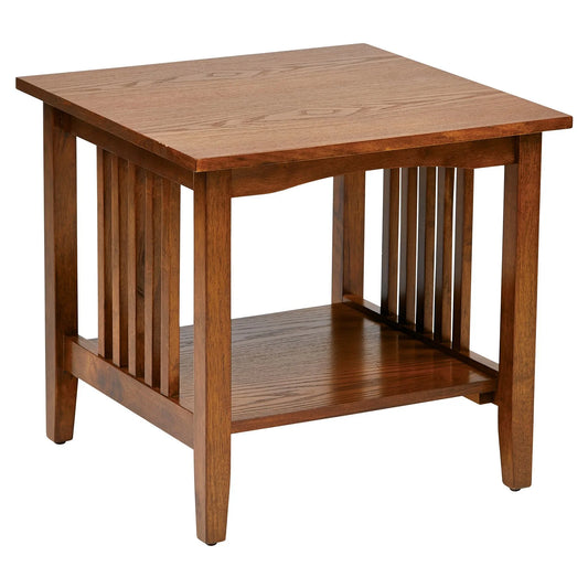 Sierra Mission End Table in Ash Brown Finish Engineered Wood