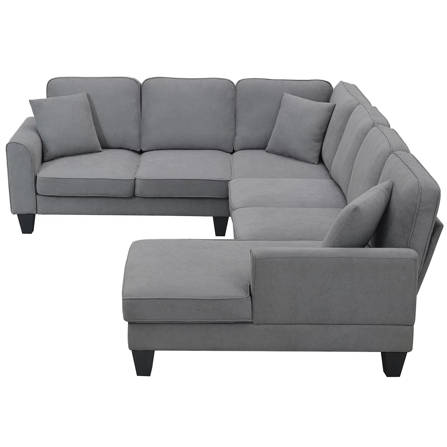 Convertible Modular Sectional Sofa with Chaise and Recliner,U Shaped Couch 7 Seat Fabric Sleeper Sofa for Living Room,Dark Gray