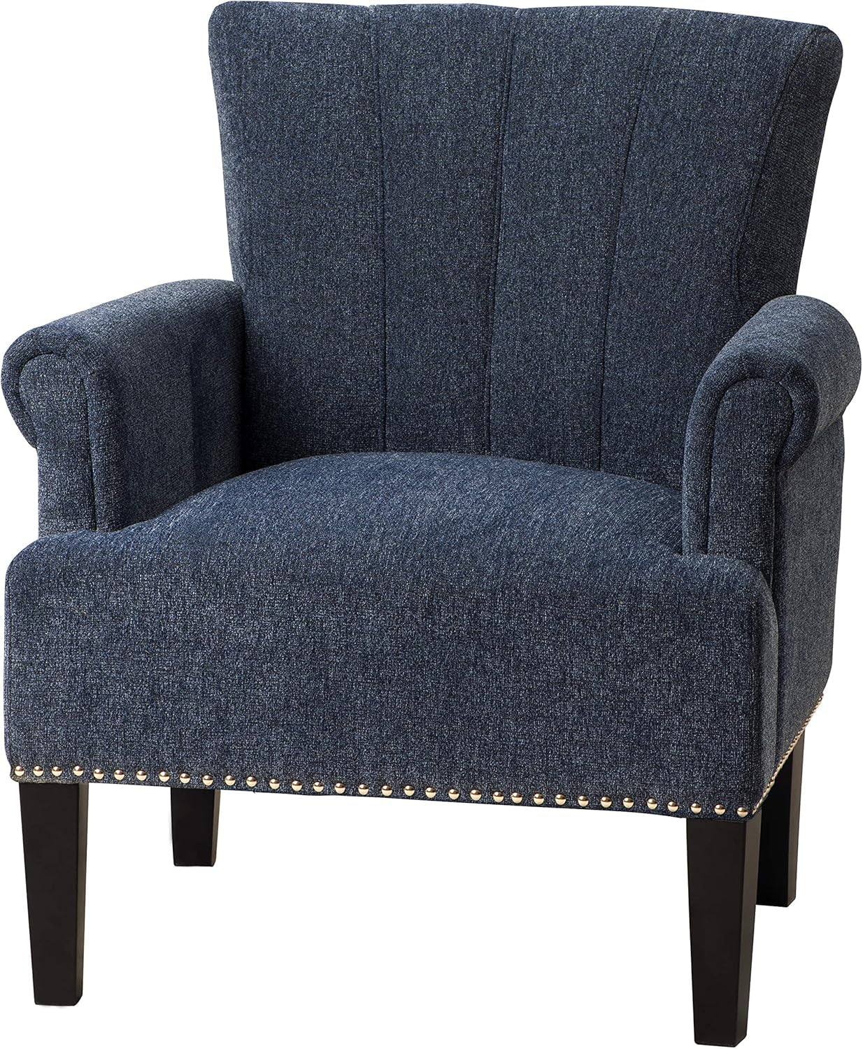 Accent Chair for Living Room, Sofa Single Chair Armchair with Tight Seat, Rivet Trim, Solid Wood Frame & Legs, 330Lbs Weight Capacity, 29" W X 24" D X 34.5" H (Navy Blue)