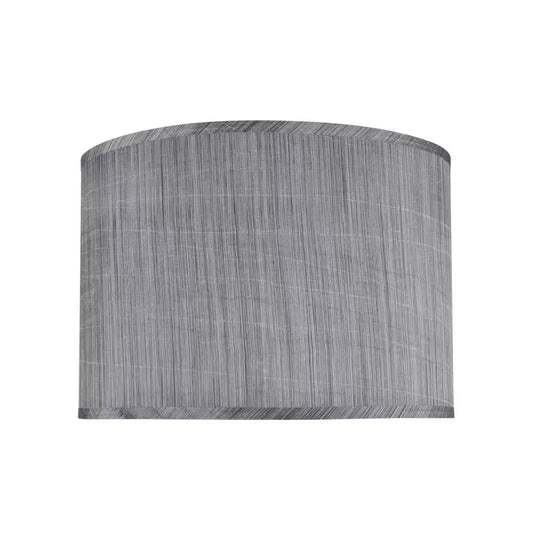 16 In. X 11 In. Grey and Black and Striped Pattern Hardback Drum/Cylinder Lamp Shade