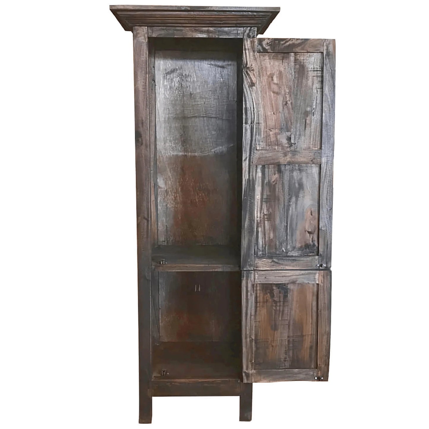 Cottage-Inspired Tall 2-Door Storage Cabinet in Raftwood Brown