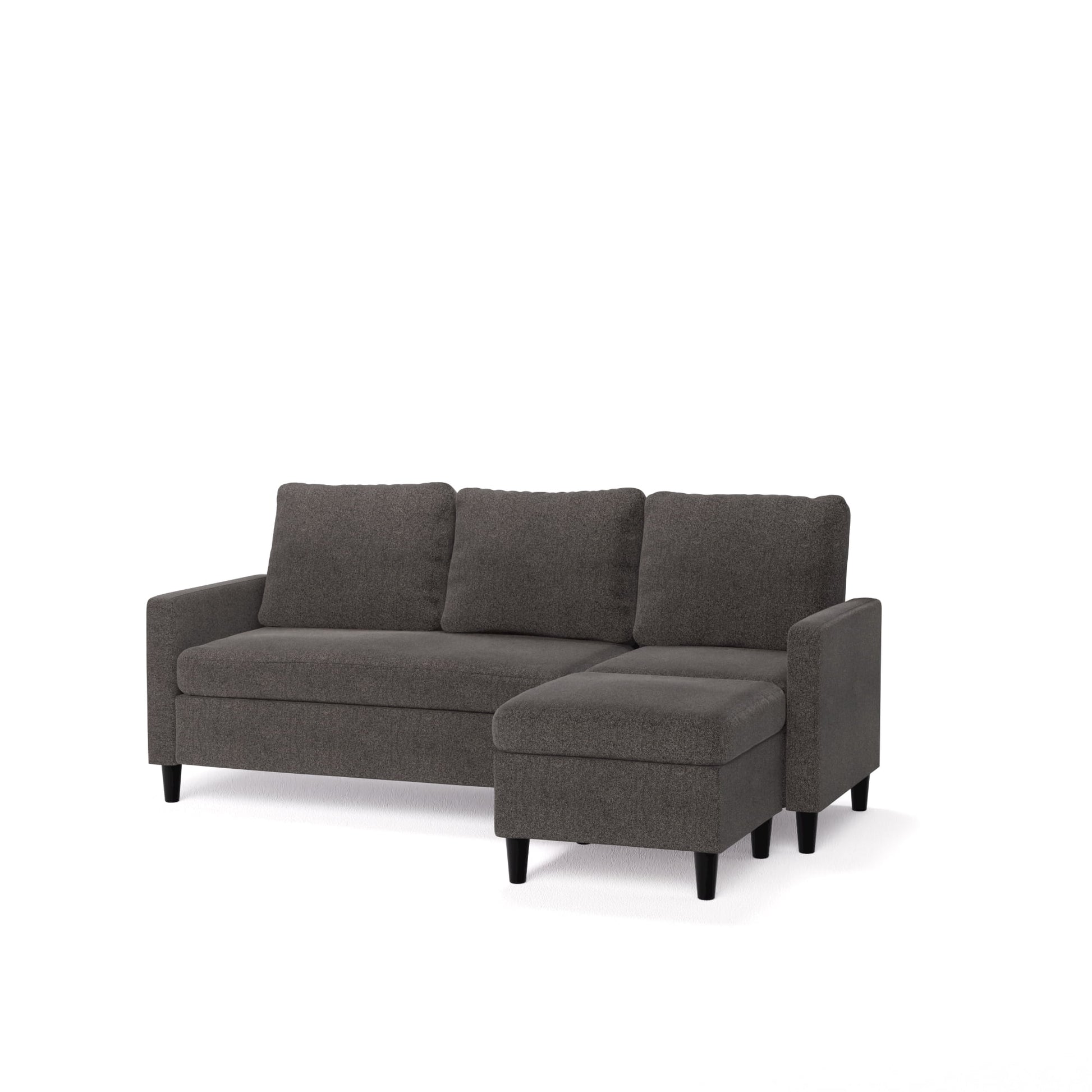 Hudson Modern Convertible Indoor Sectional Sofa with Reversible Chaise, Dark Grey