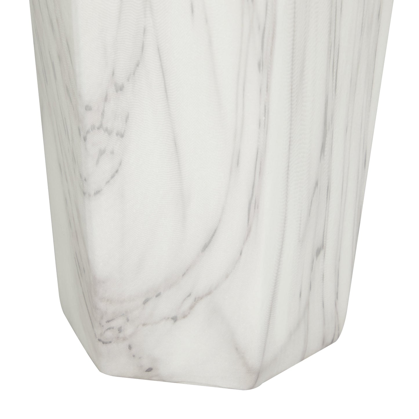 14" Faux Marble White Ceramic Vase