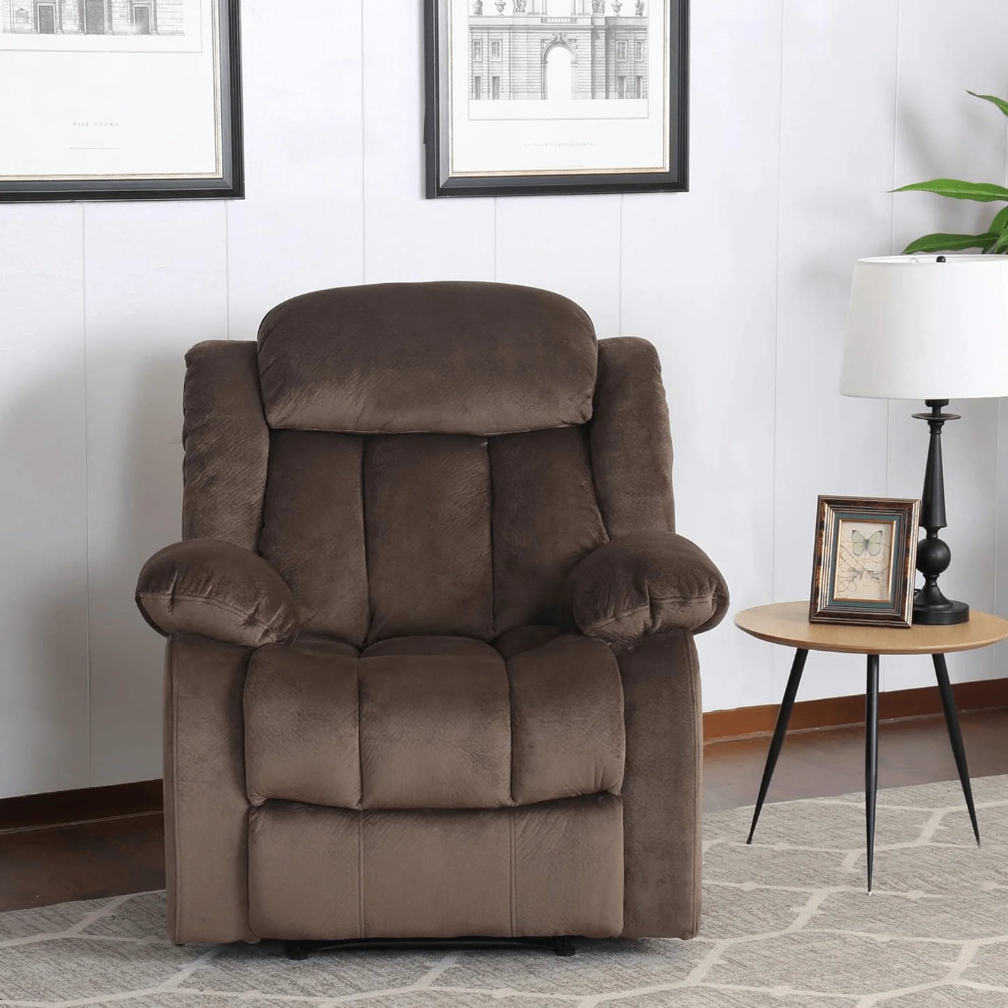 Sunset Trading Teddy Bear Manual Recliner Chair in Brown Fabric