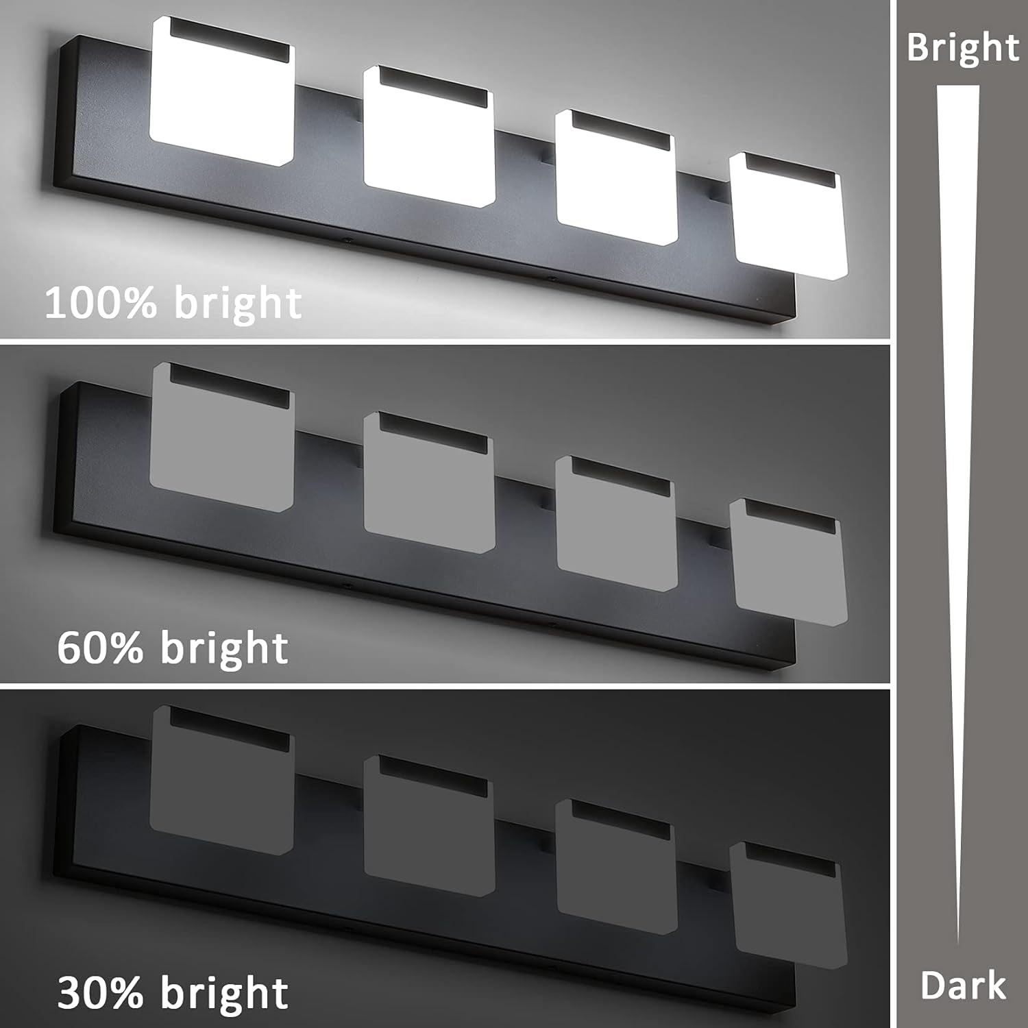 Dimmable Modern Black Vanity Lights 4 Lights Dimmable Modern LED Vanity Lights for Bathroom Wall Lights Fixture over Mirror