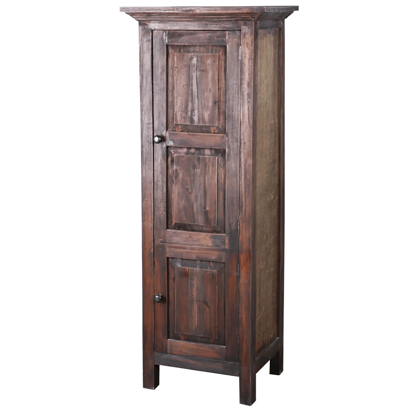 Cottage-Inspired Tall 2-Door Storage Cabinet in Raftwood Brown