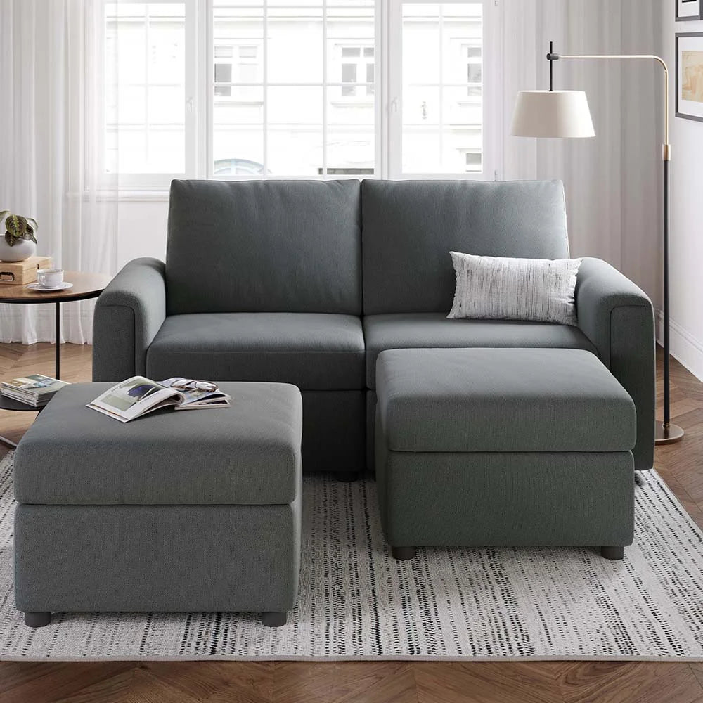 Modular Couches and Sofas Sectional with Storage, 4 Seat Sectional Sofa for Living Room, U Shaped Sectional Couch with Reversible Chaises, Dark Gray