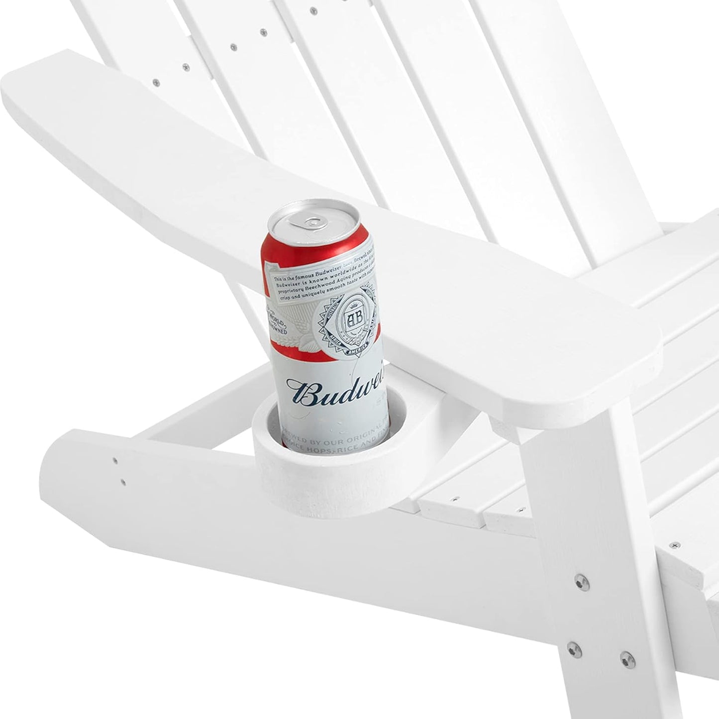 Melucivi Adirondack Chair Weather Resistant Plastic Outdoor Chairs with Cup Holder, Fire Pit Chair Patio Garden Resin Adirondack Chair for Adult, White