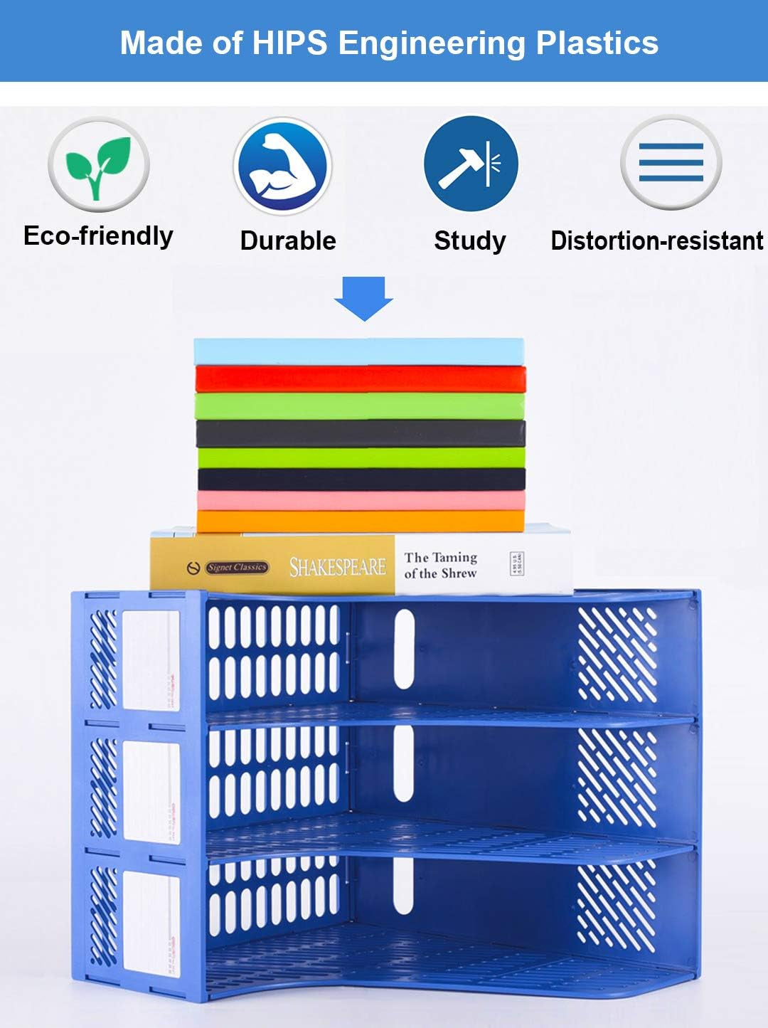 Sturdy Magazine File Holder Desk Organizer File Folder for Office Organization and Storage with 3 Vertical Compartments, File-Storage-Organizer-Magazine-Holder