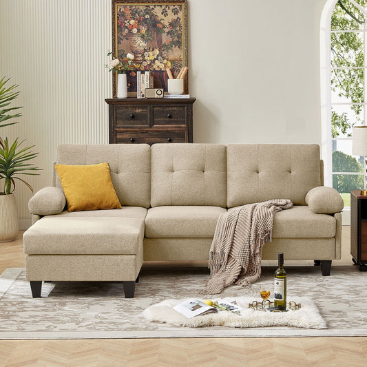 Modern Fabric L-Shapped Sofa Sectional Couches for Living Room Convertible Sofa with Matching Chaise for Office, Apartment, Studio