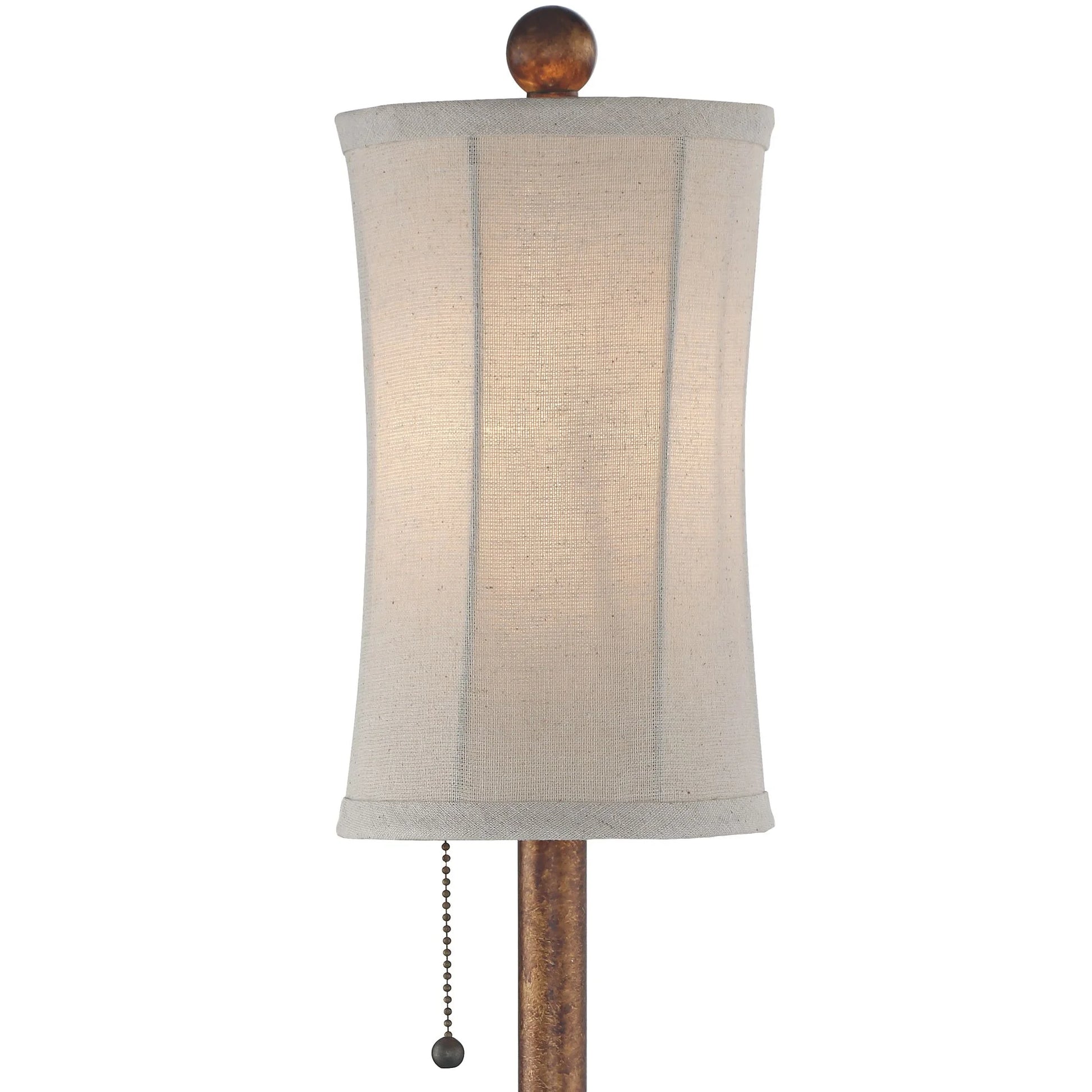 Traditional Buffet Table Lamps 28" Tall Set of 2 Warm Brown Wood Tone Fabric Drum Shade for Dining Room