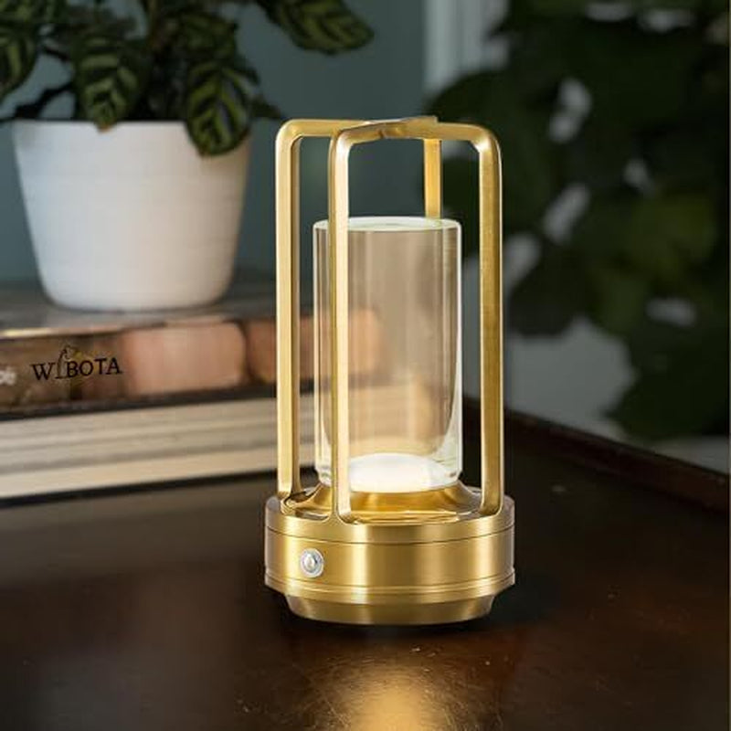 Crystal Table Lamp for Indoor and Outdoor, Rechargeable Cordless Lamp, 02-Gold