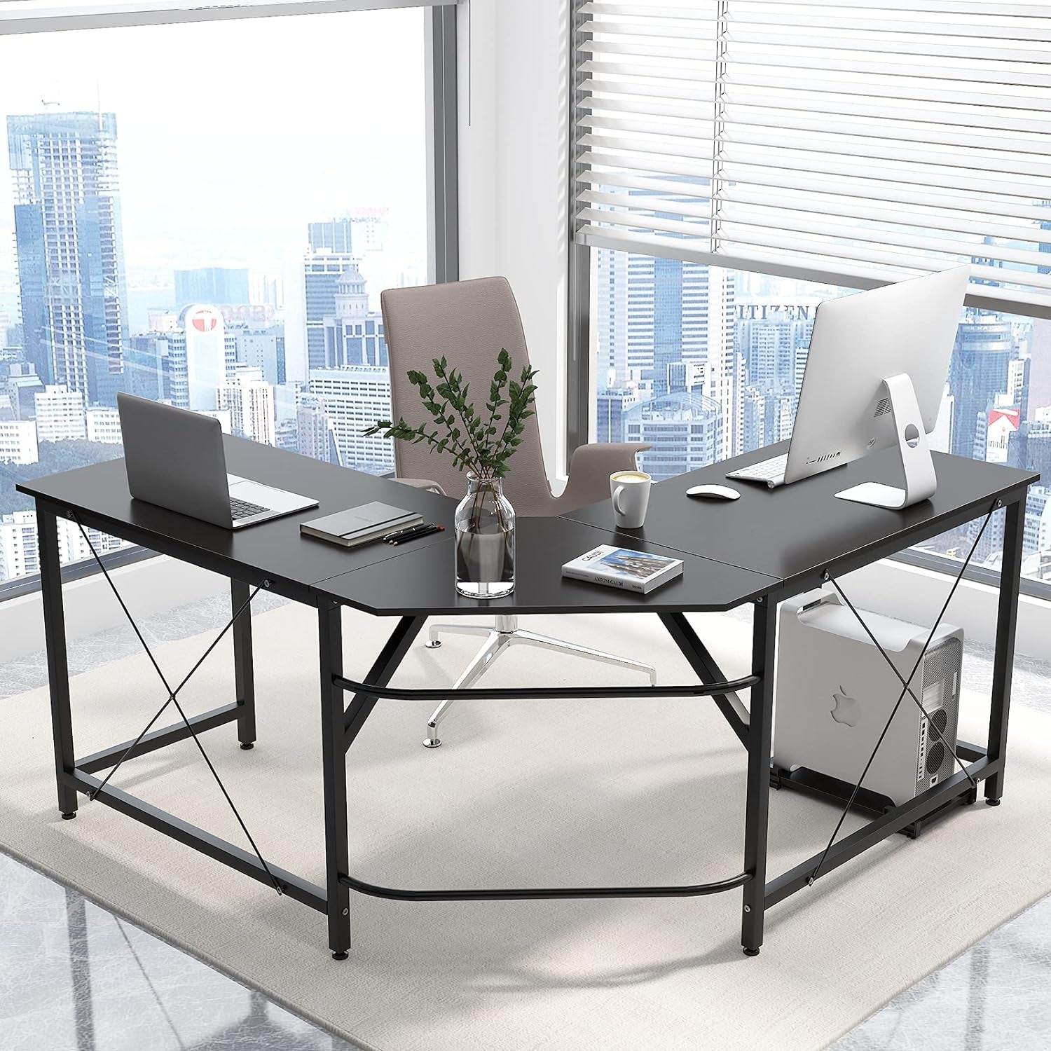 L Shaped Office Desk, L Desk Computer Corner Desk, 59 X 59 Inches Large L Shaped Desk for Home Office, Sturdy Writing Desk Writing Workstation Gaming Table