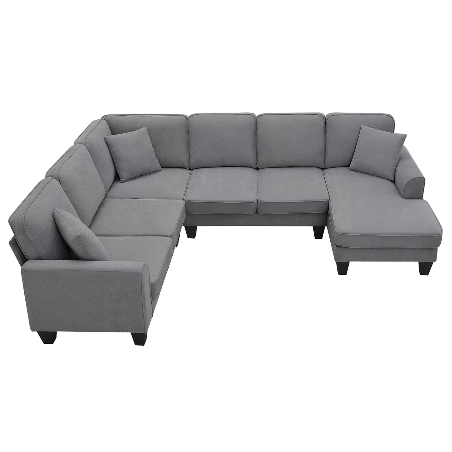 Convertible Modular Sectional Sofa with Chaise and Recliner,U Shaped Couch 7 Seat Fabric Sleeper Sofa for Living Room,Dark Gray