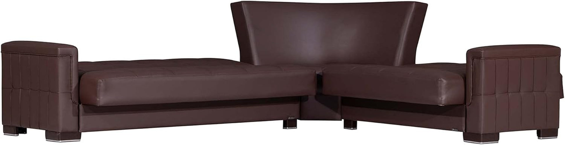 Collection Classics Pro Convertible Furniture with Storage, Sectional, Brown Leatherette