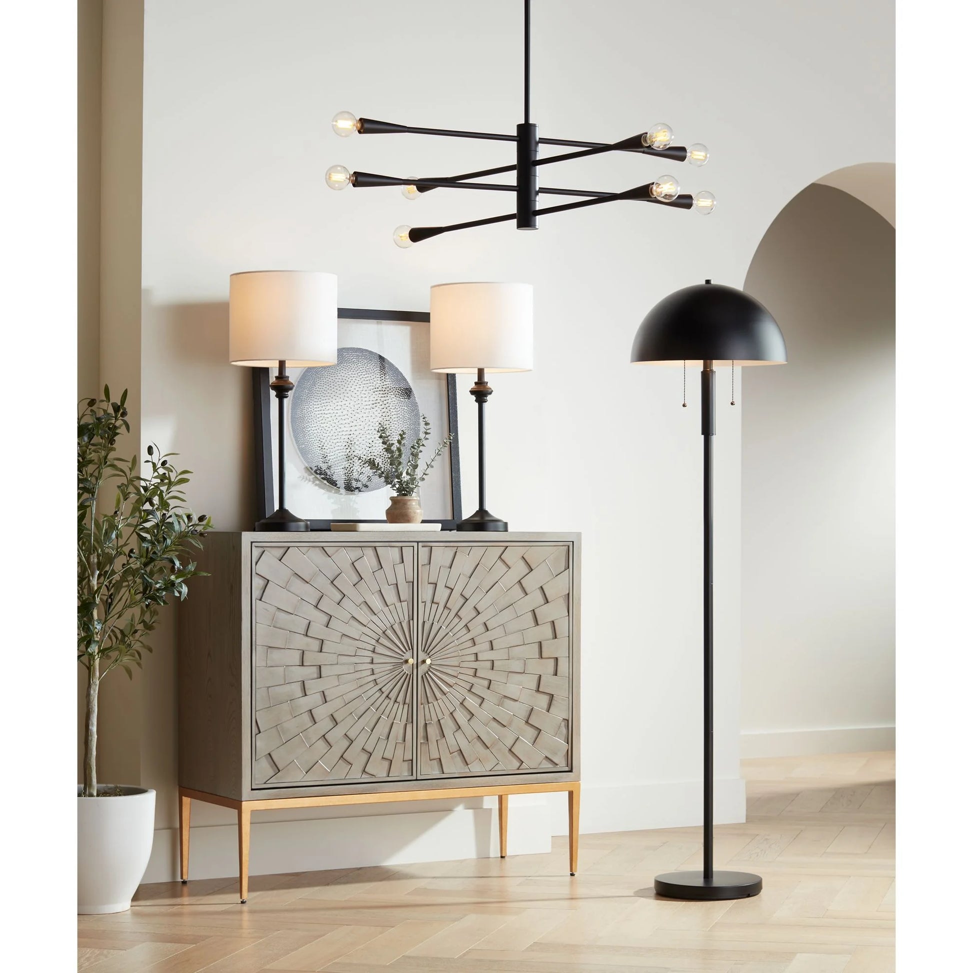 Lynn 26" Tall Skinny Buffet Modern Table Lamps Set of 2 Black Metal White Shade Living Room Bedroom Bedside House