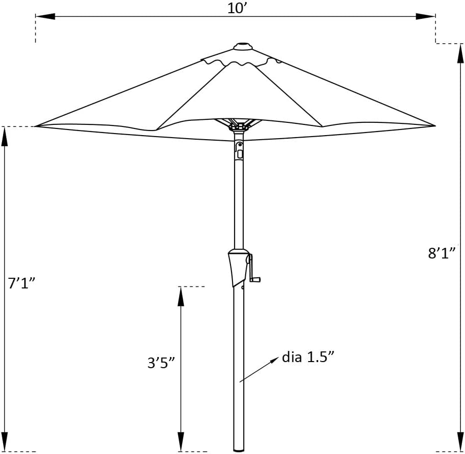 10 Ft Outdoor Patio Market Umbrella with Tilt