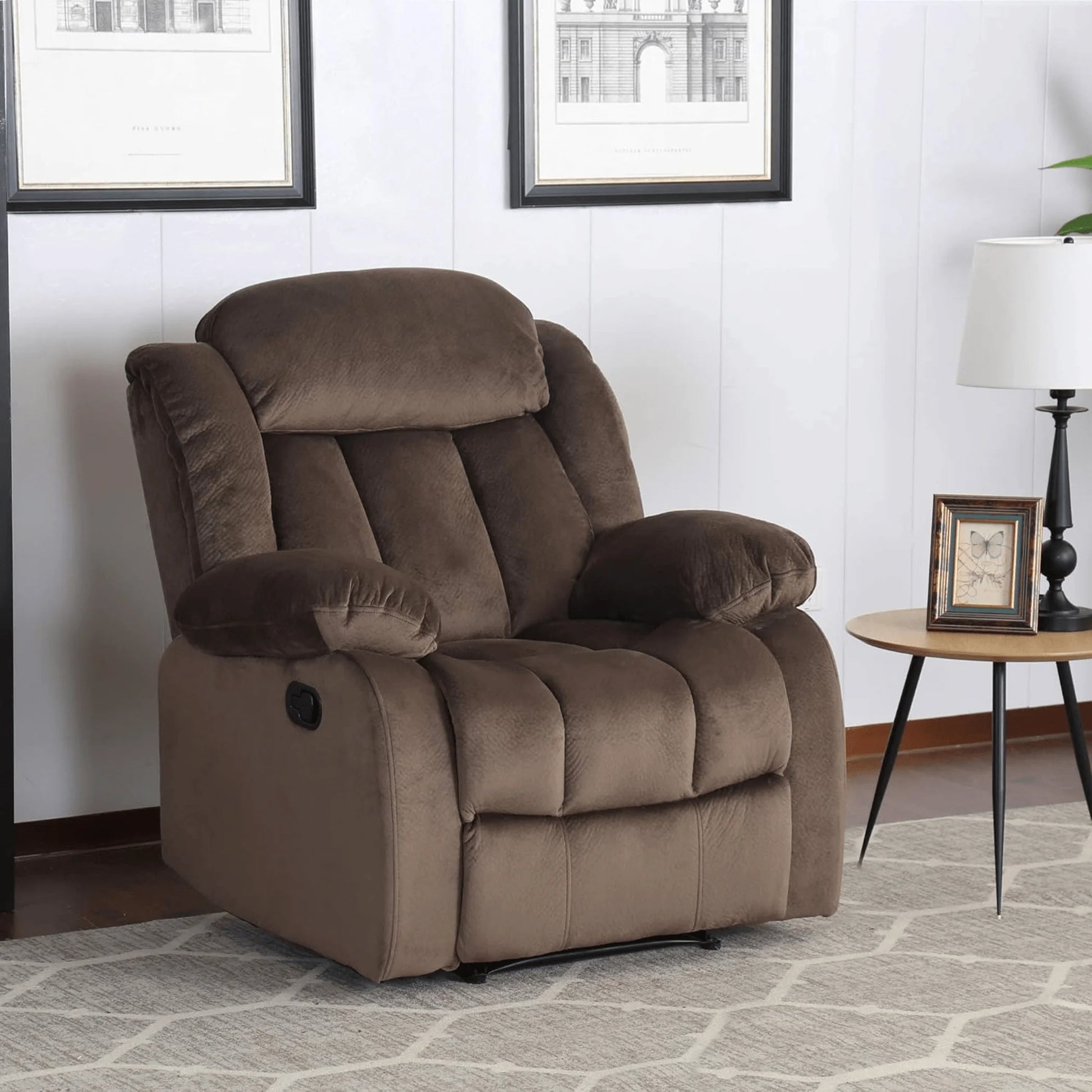 Sunset Trading Teddy Bear Manual Recliner Chair in Brown Fabric