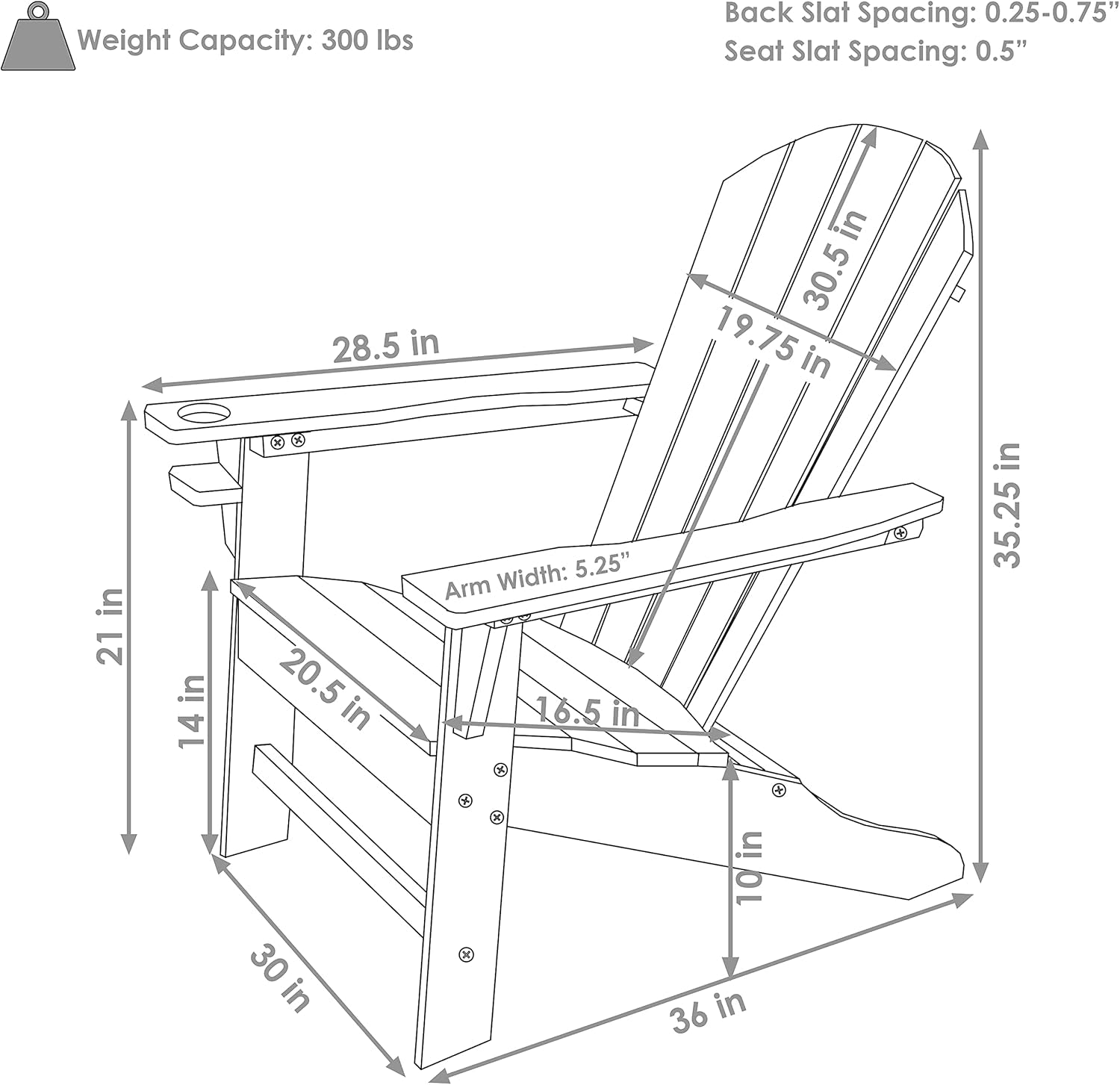 All-Weather Outdoor Adirondack Chair with Drink Holder - Heavy Duty HDPE Weatherproof Patio Chair - Ideal for Lawn, Garden or around the Firepit - Red- Set of 2