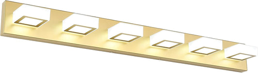 LED Modern Gold Vanity Lights Fixtures 6 Lights Gold Vanity Lights Acrylic Modern Gold Vanity Lights for Bathroom