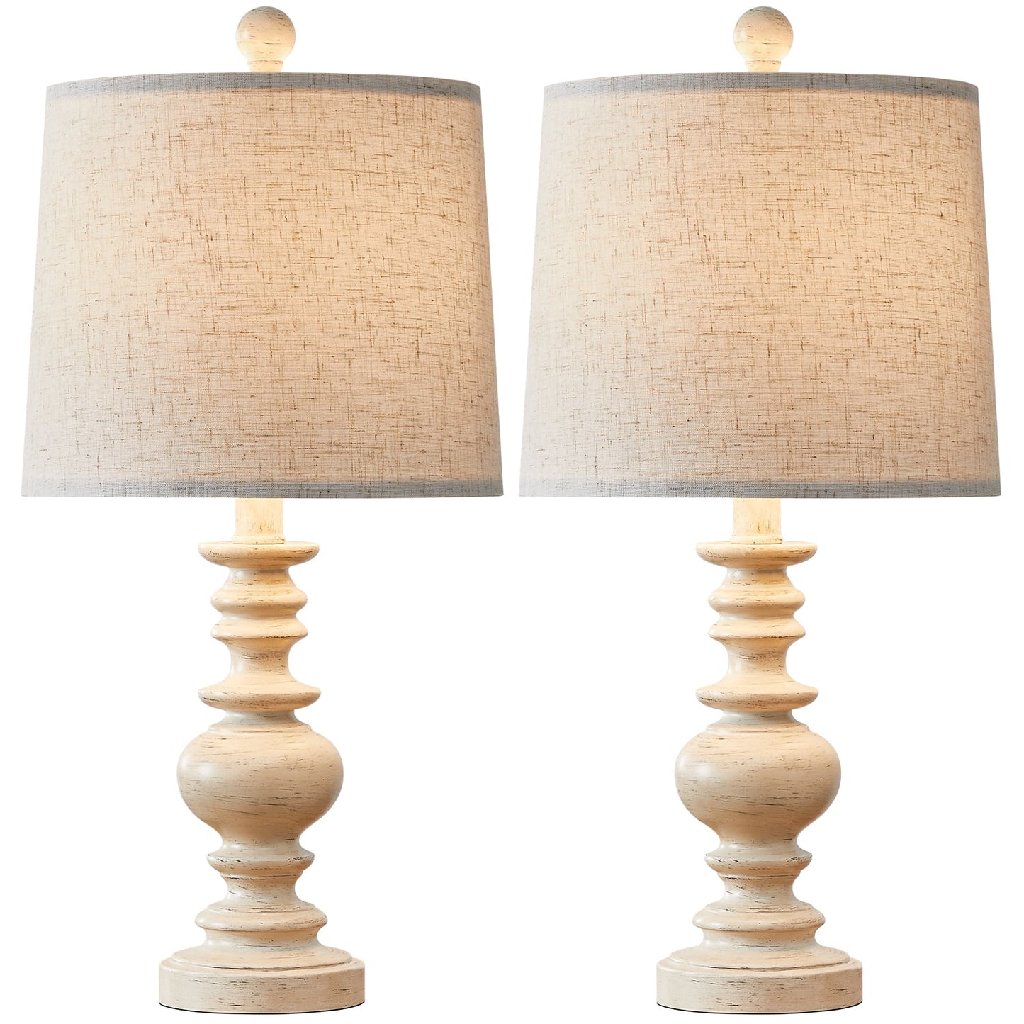 Resin Table Lamps Set of 2 20.5" Traditional Farmhouse Nightstand Bedside Lamps for Bedroom Living Room