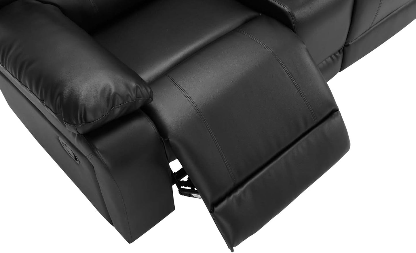 Symmertrical Reclining Sectional Sofa, Leather Sectional Sofa with Manual Recliner and 2 Cup Holder, Corner Sofa Couch with 2 Center Consoles, Large Sectional Couches for Living Room (Black)