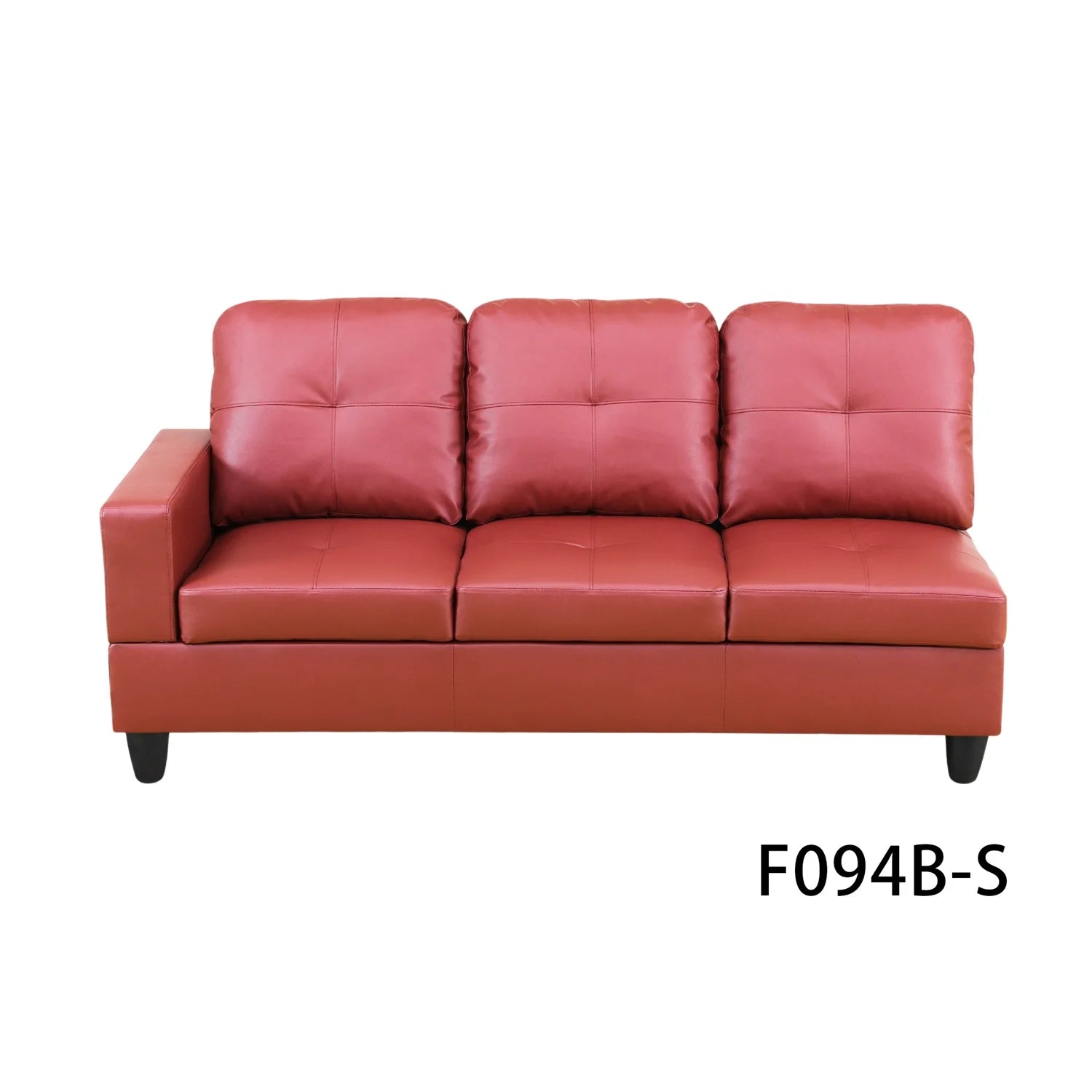 Semi PU Leather Sectional Sofa Couch Living Room Furniture Sets, Modern L Shaped Sectional Sofa Set, Red(No Ottoman)