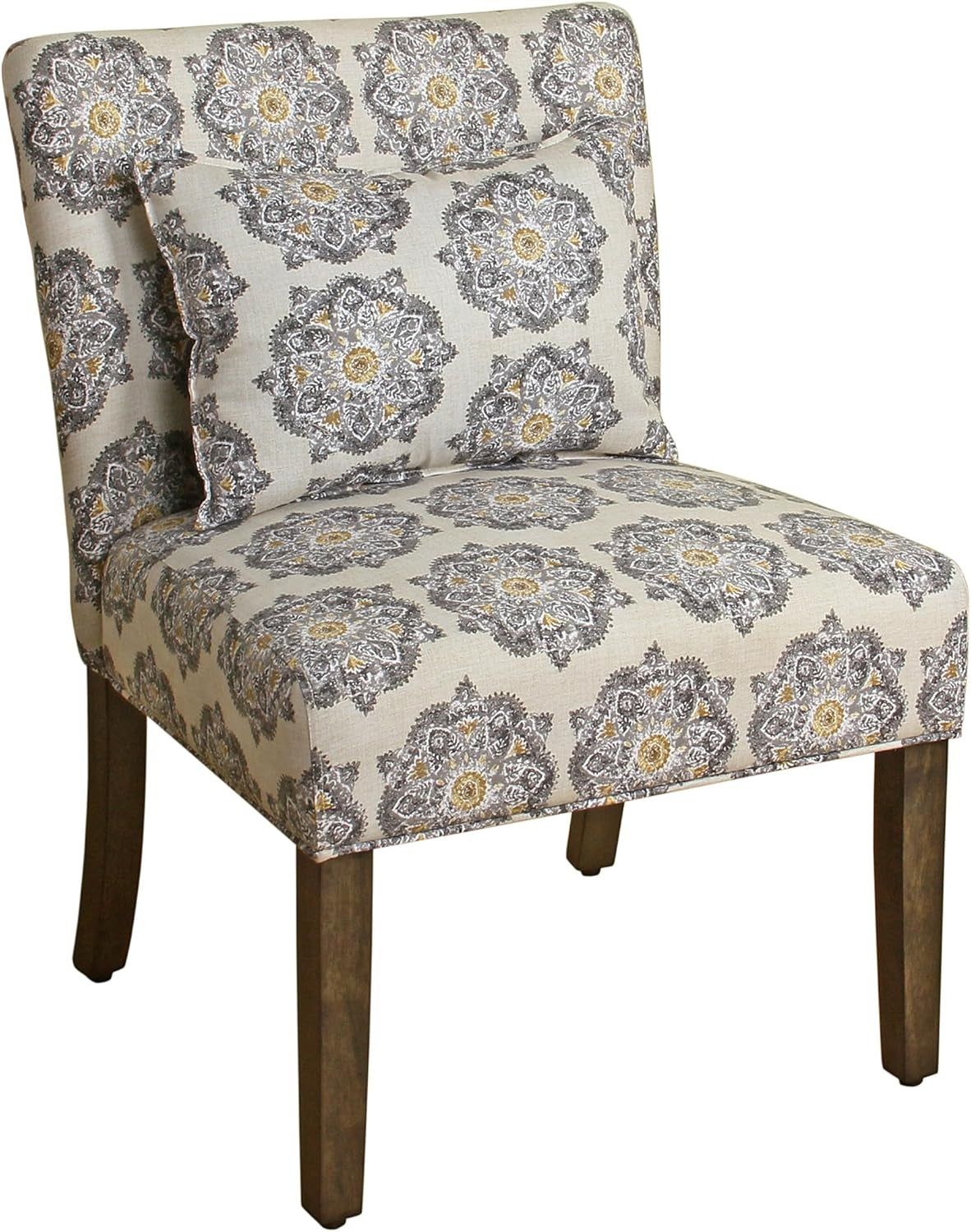 Parker Accent Chair with Pillow, Gray Medallion