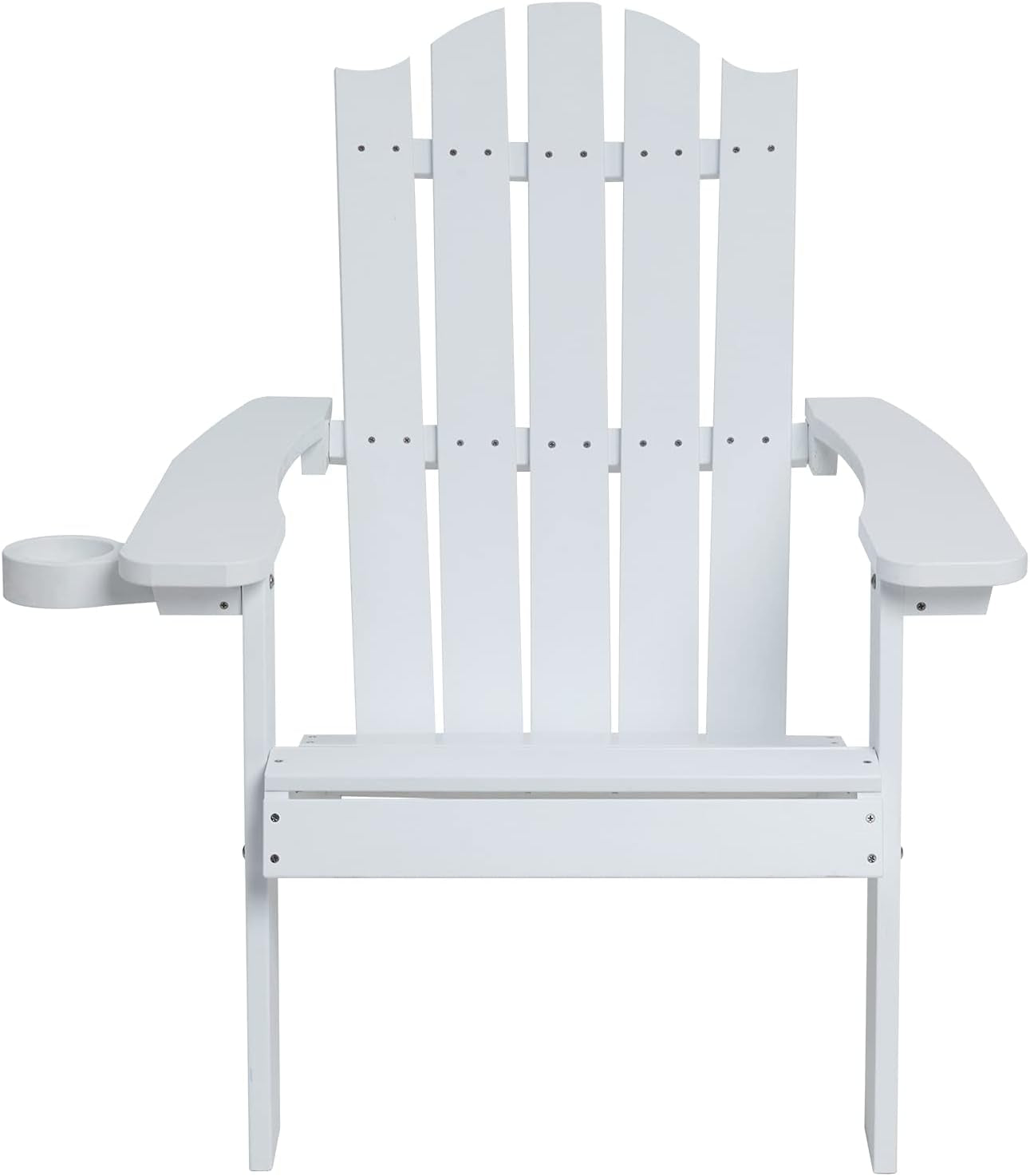 Melucivi Adirondack Chair Weather Resistant Plastic Outdoor Chairs with Cup Holder, Fire Pit Chair Patio Garden Resin Adirondack Chair for Adult, White