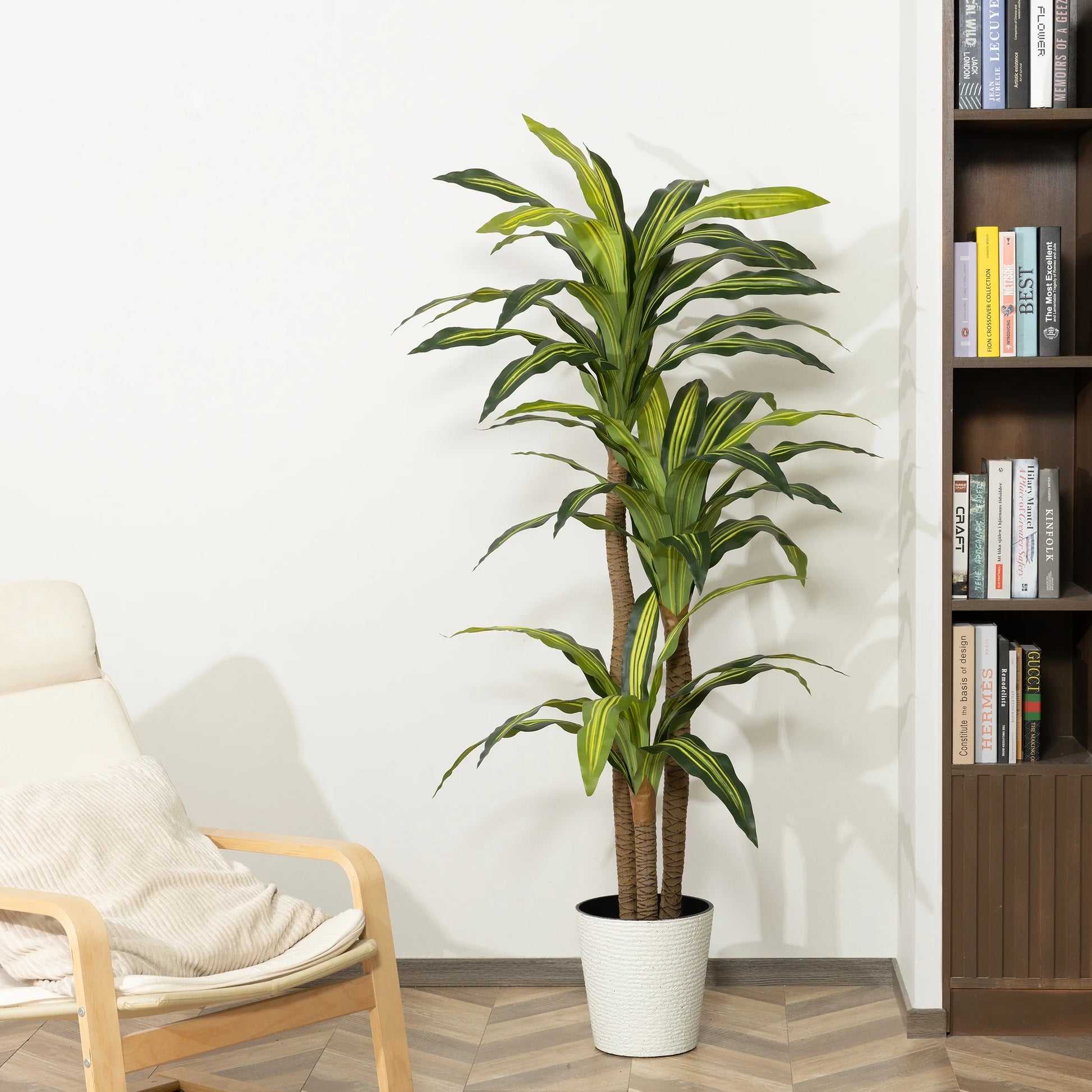 6Ft Artificial Dracaena Tree in Black Planter Pot