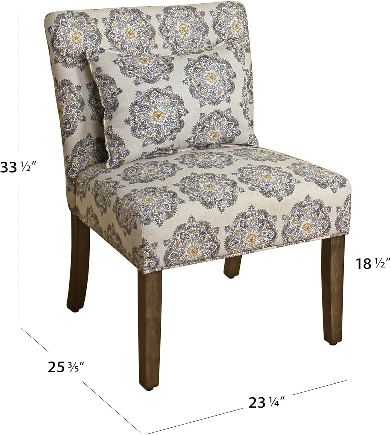 Parker Accent Chair with Pillow, Gray Medallion