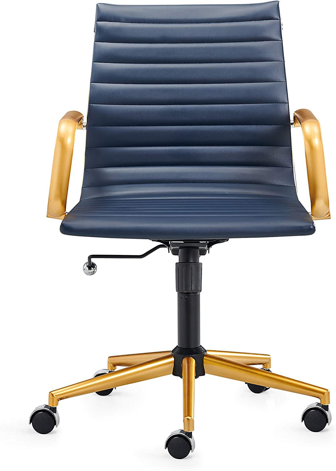 Blue Gold Office Chair Blue Gold Office Desk Chair Modern Office Chair Ergonomic Cute Desk Chair (3011 Gold Blue)