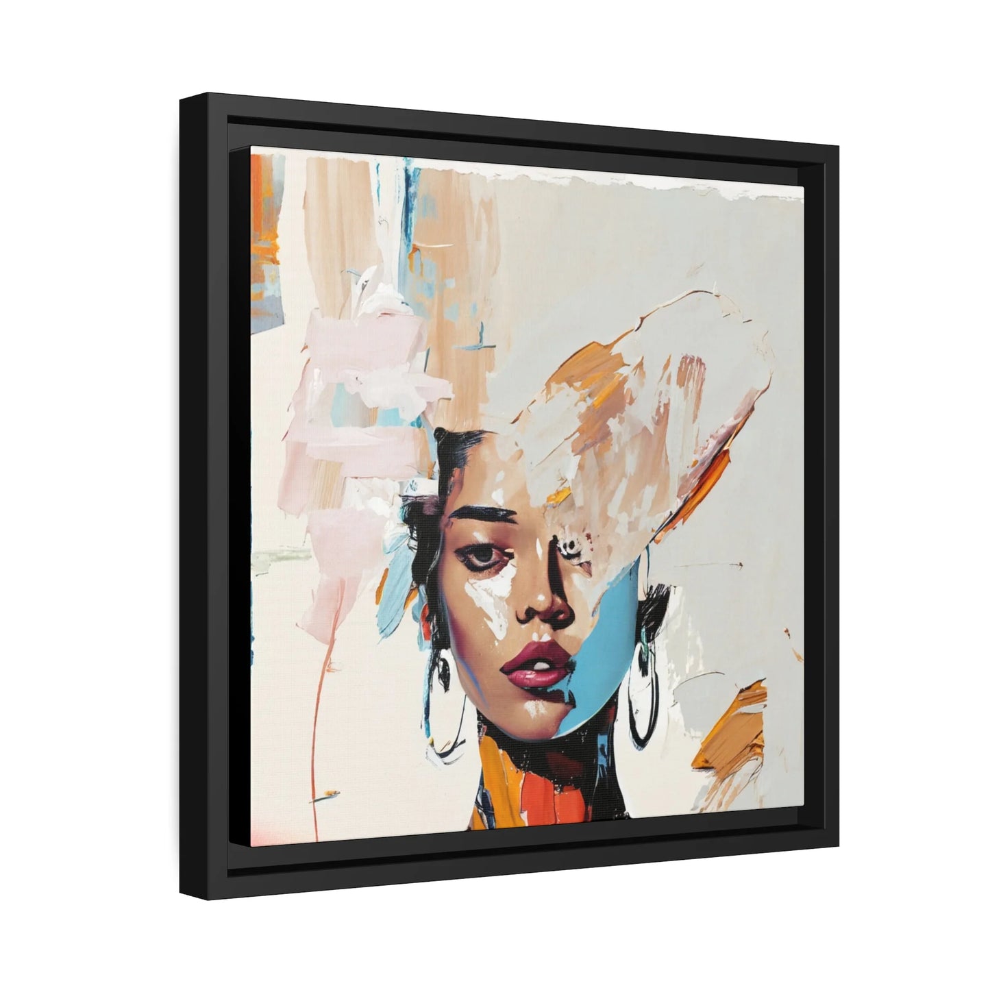 Woman Abstract Portrait Canvas Wall Art with Frame