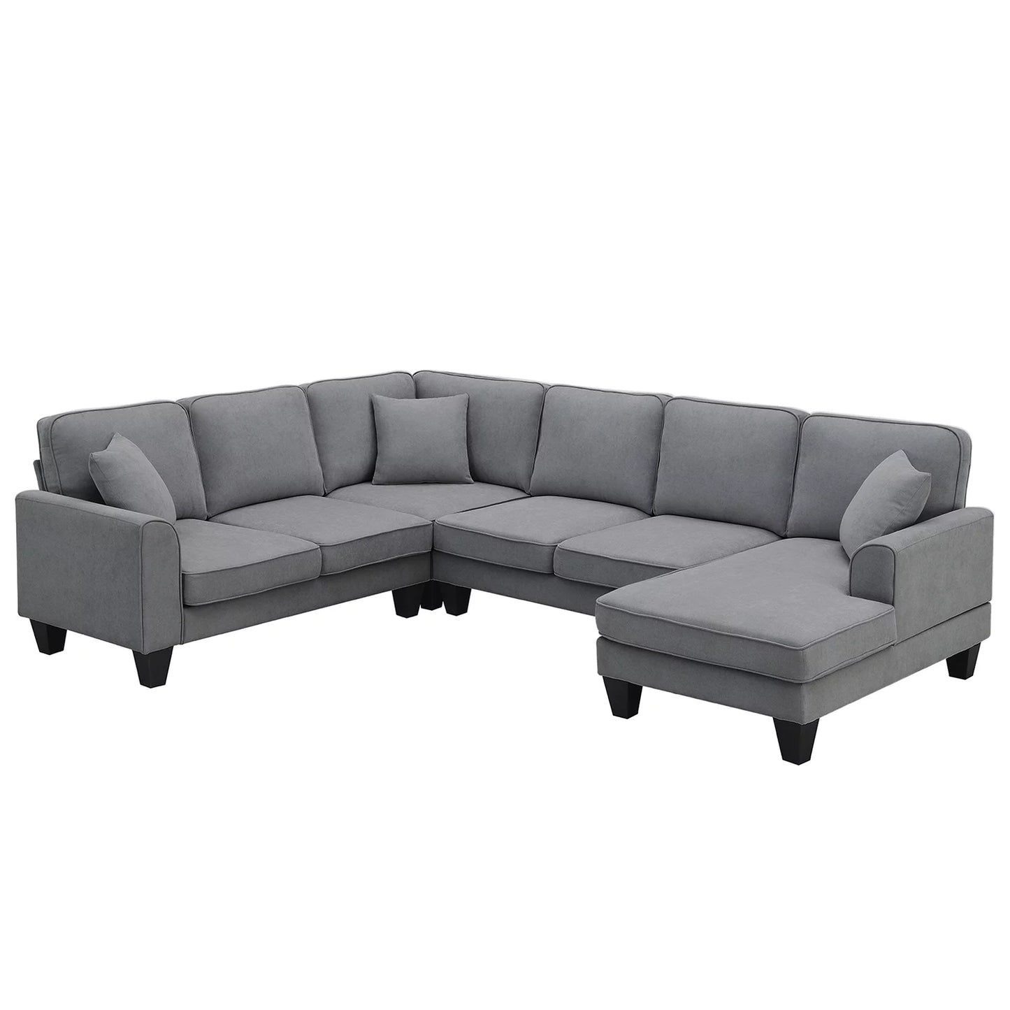 Convertible Modular Sectional Sofa with Chaise and Recliner,U Shaped Couch 7 Seat Fabric Sleeper Sofa for Living Room,Dark Gray