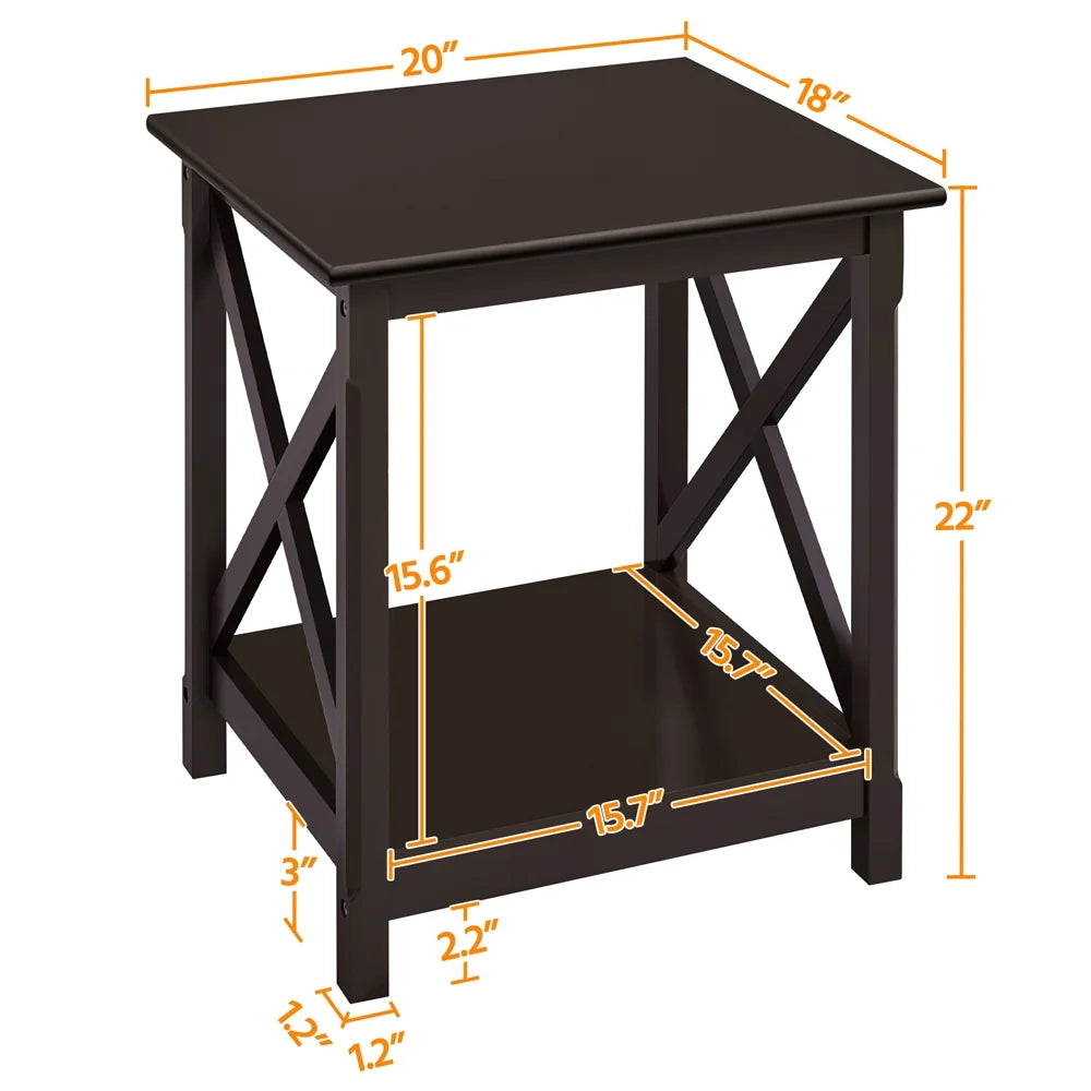 Modern X Design Wood End Table, Espresso