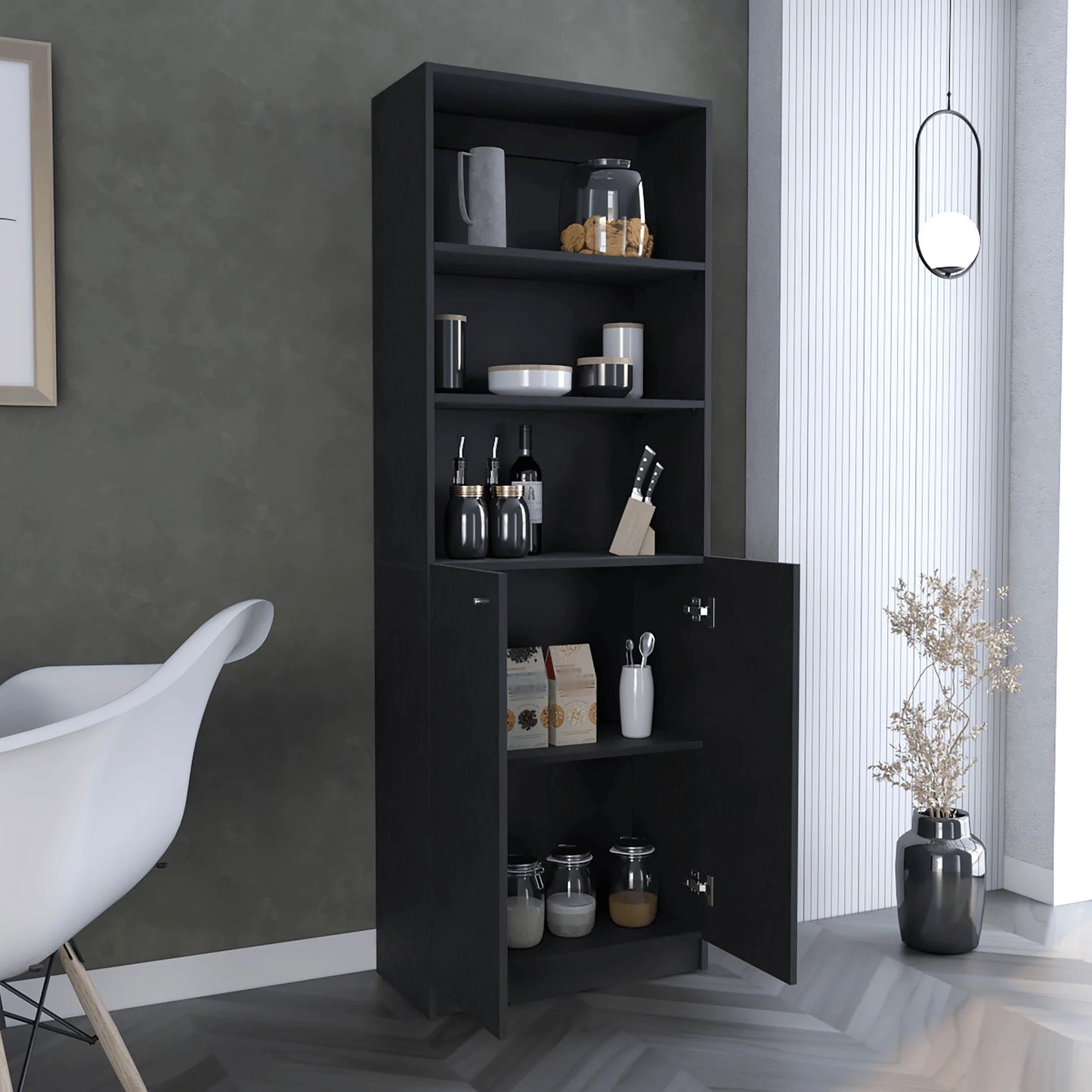 Home 2-Door Bookcase with Open Shelves