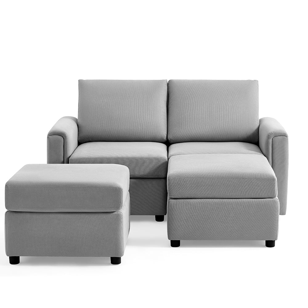 Modular Couches and Sofas Sectional with Storage, 4 Seat Sectional Sofa for Living Room, U Shaped Sectional Couch with Reversible Chaises, Light Gray