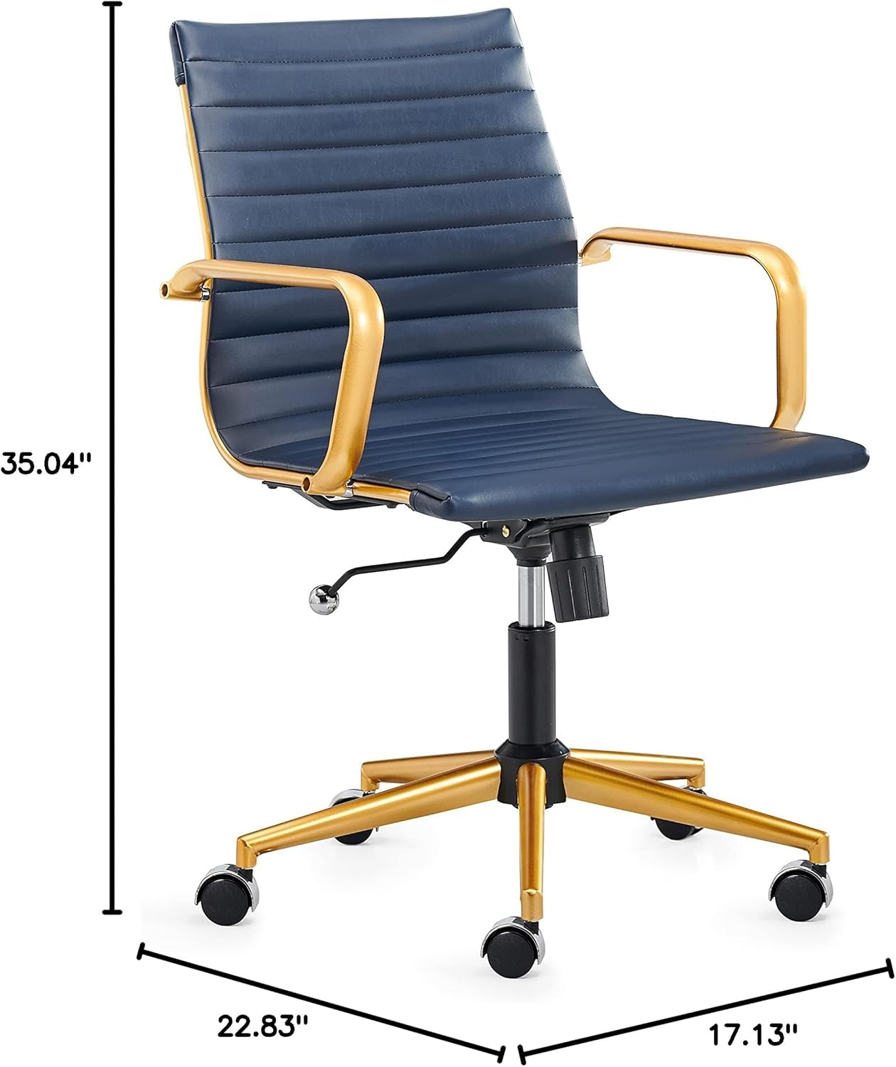 Blue Gold Office Chair Blue Gold Office Desk Chair Modern Office Chair Ergonomic Cute Desk Chair (3011 Gold Blue)